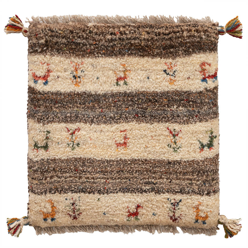 ギャッベ　ペルシャ手織り絨毯　座布団　43×46cm