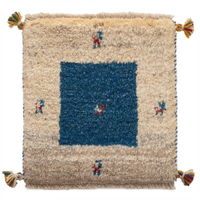 ギャッベ　ペルシャ手織り絨毯　座布団　39×41cm