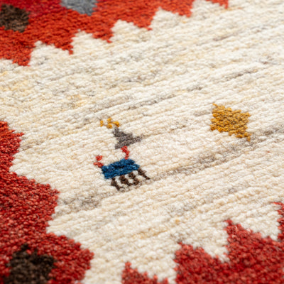 ギャッベ　ペルシャ手織り絨毯　座布団　42×43cm