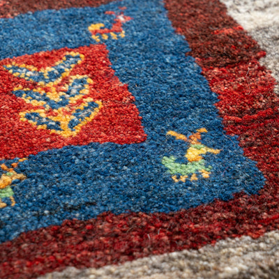 ギャッベ　ペルシャ手織り絨毯　座布団　44×42cm