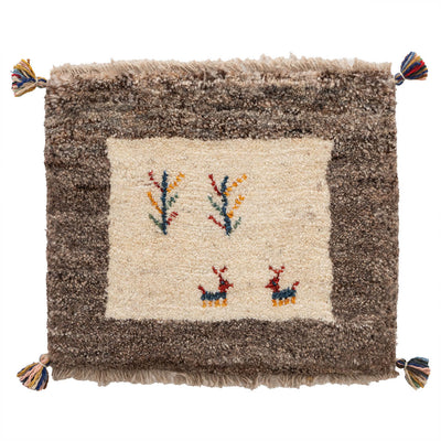 ギャッベ　ペルシャ手織り絨毯　座布団　44×38cm