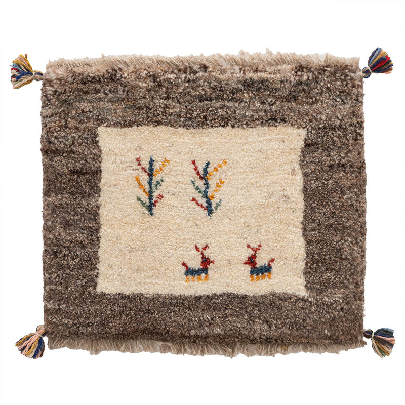 ギャッベ　ペルシャ手織り絨毯　座布団　44×38cm