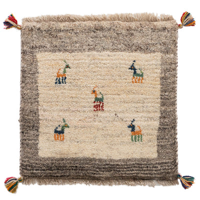 ギャッベ　ペルシャ手織り絨毯　座布団　42×42cm