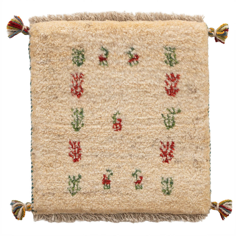 ギャッベ　ペルシャ手織り絨毯　座布団　40×42cm