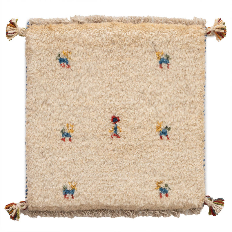 ギャッベ　ペルシャ手織り絨毯　座布団　40×41cm