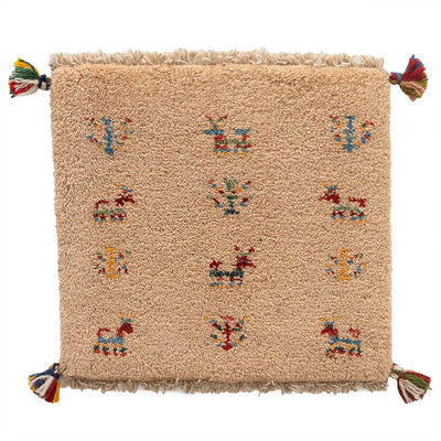 ギャッベ　ペルシャ手織り絨毯　座布団　41×39cm