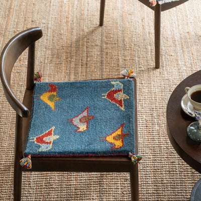 ギャッベ　ペルシャ手織り絨毯　座布団　42×42cm