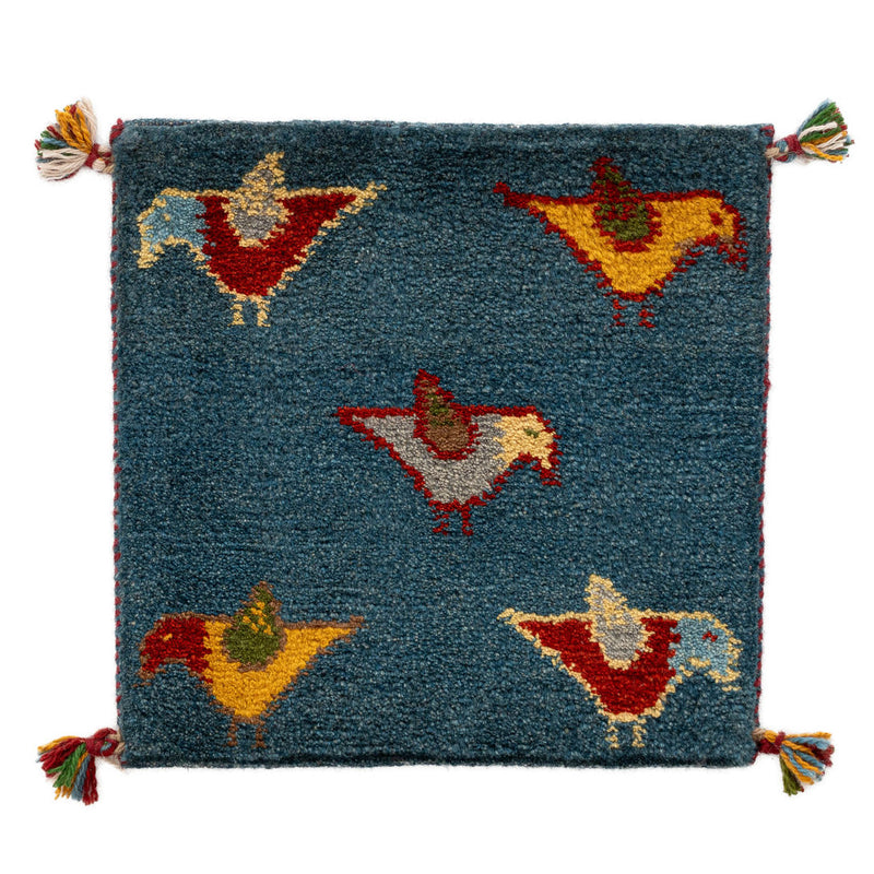 ギャッベ　ペルシャ手織り絨毯　座布団　42×42cm