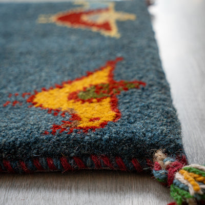 ギャッベ　ペルシャ手織り絨毯　座布団　42×42cm