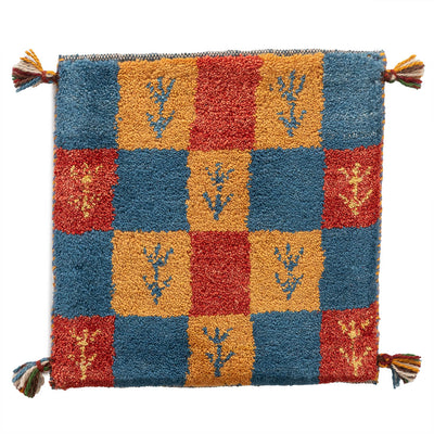 ギャッベ　ペルシャ手織り絨毯　座布団　40×40cm