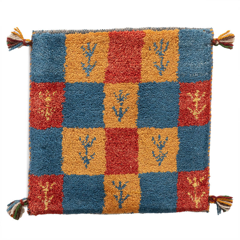 ギャッベ　ペルシャ手織り絨毯　座布団　40×40cm