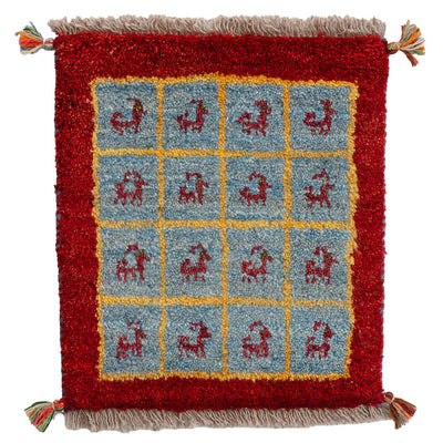 ギャッベ　ペルシャ手織り絨毯　座布団　40×45cm