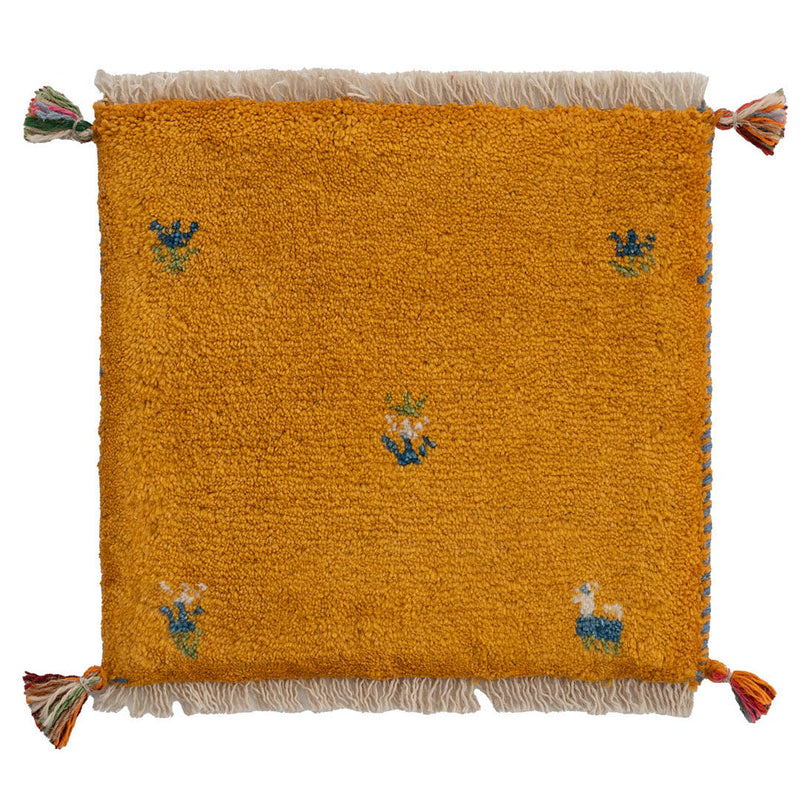 ギャッベ　ペルシャ手織り絨毯　座布団　38×36cm