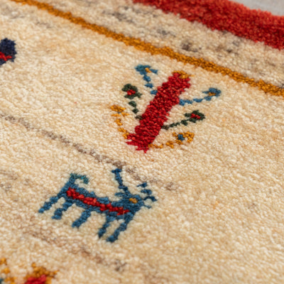 ギャッベ　ペルシャ手織り絨毯　座布団　47×41cm