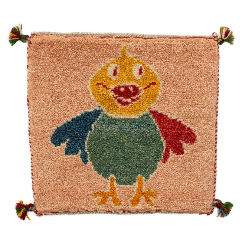 ギャッベ　ペルシャ手織り絨毯　座布団　42×40cm