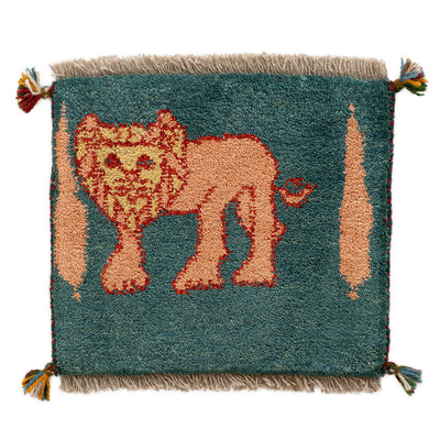 ギャッベ　ペルシャ手織り絨毯　座布団　41×37cm