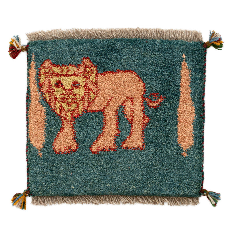 ギャッベ　ペルシャ手織り絨毯　座布団　41×37cm