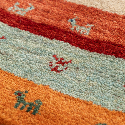 ギャッベ　ペルシャ手織り絨毯　座布団　43×40cm