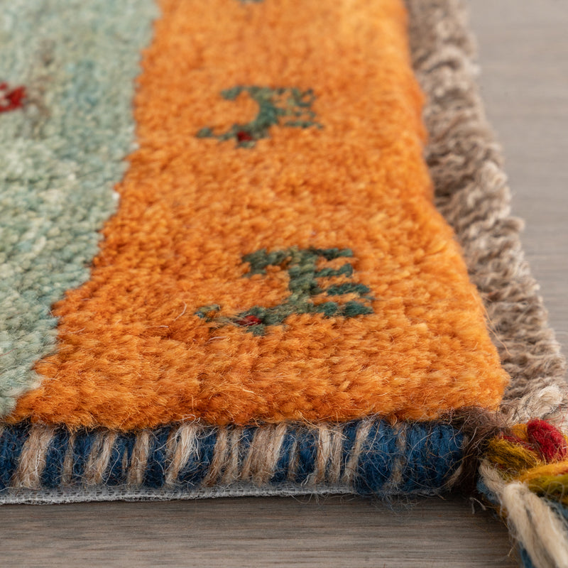 ギャッベ　ペルシャ手織り絨毯　座布団　43×40cm