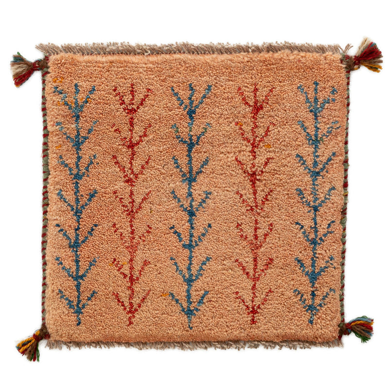 ギャッベ　ペルシャ手織り絨毯　座布団　41×39cm