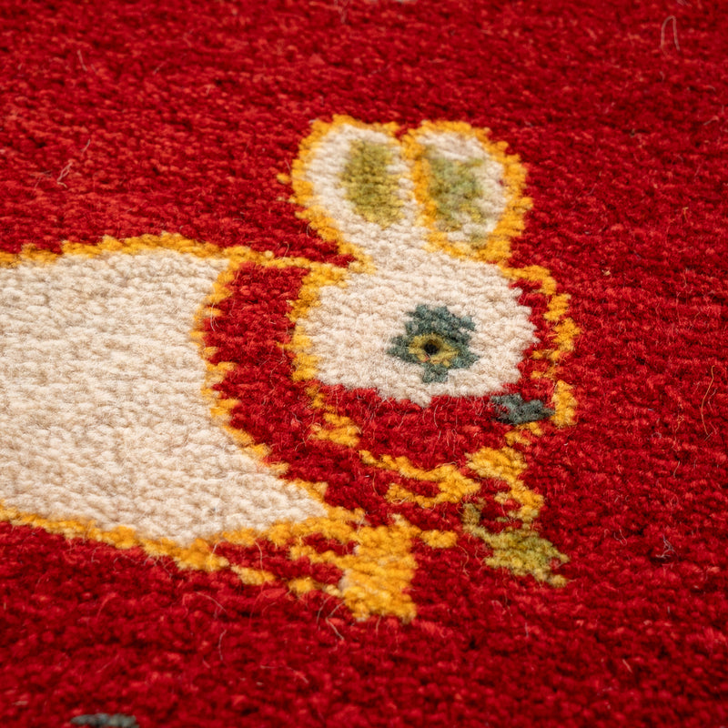 ギャッベ　ペルシャ手織り絨毯　座布団　43×42cm