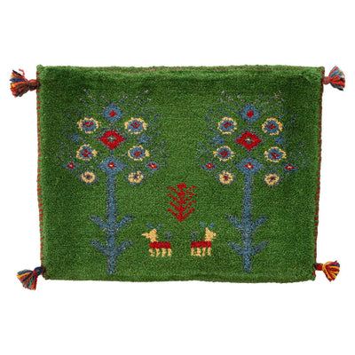 ギャッベ　ペルシャ手織り絨毯　座布団　49×38cm