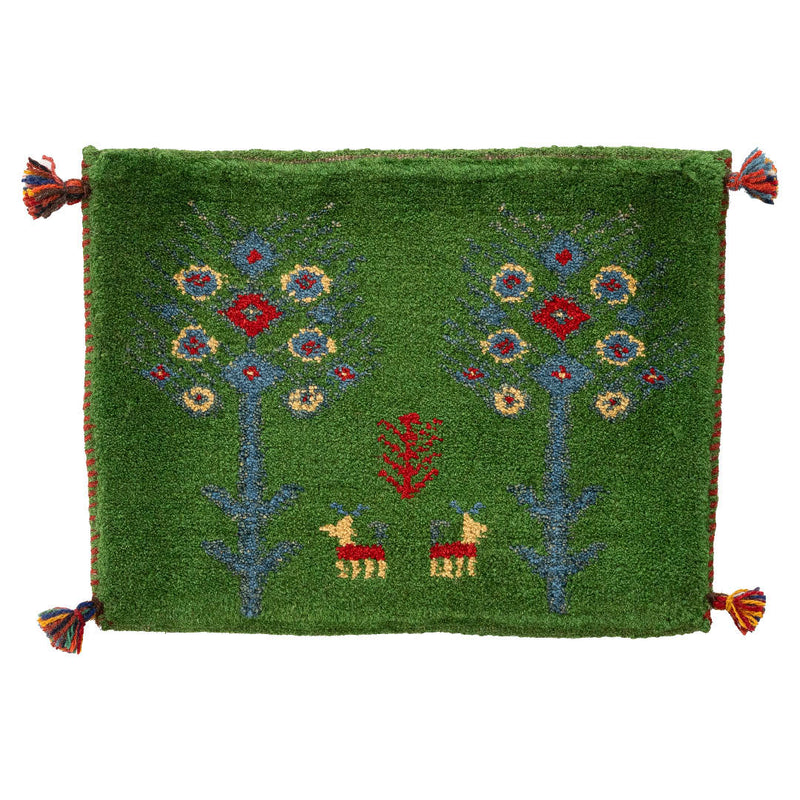 ギャッベ　ペルシャ手織り絨毯　座布団　49×38cm