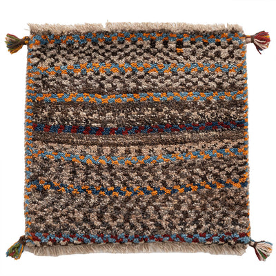 ギャッベ　ペルシャ手織り絨毯　座布団　44×42cm