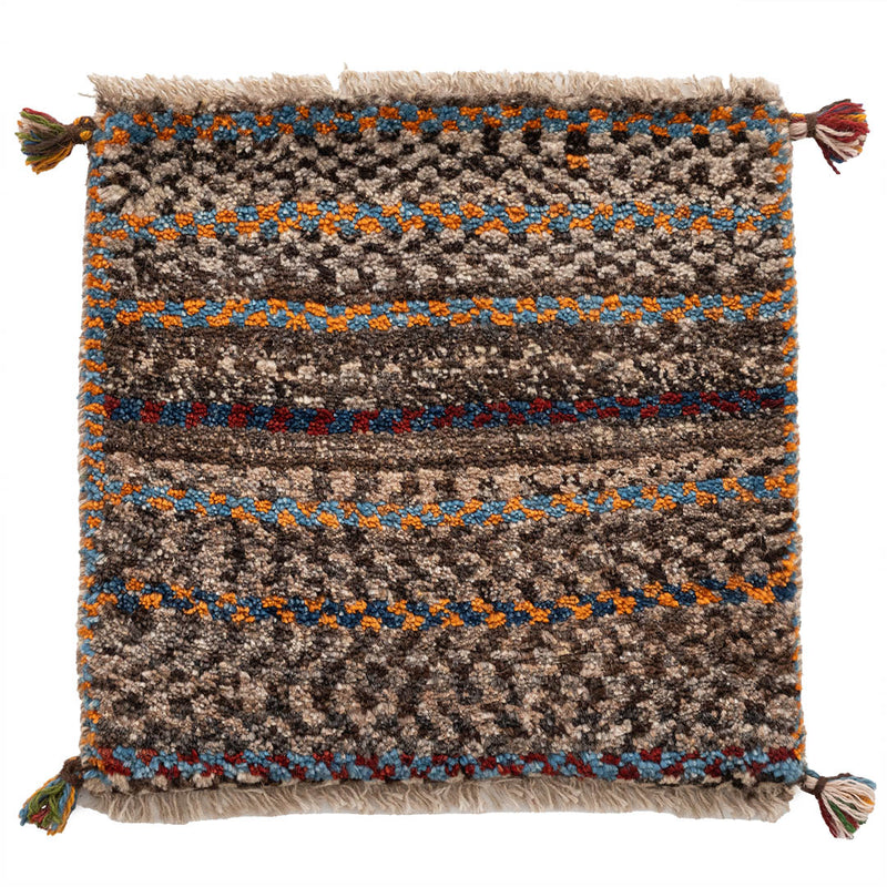 ギャッベ　ペルシャ手織り絨毯　座布団　44×42cm