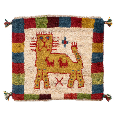 ギャッベ　ペルシャ手織り絨毯　座布団　45×40cm
