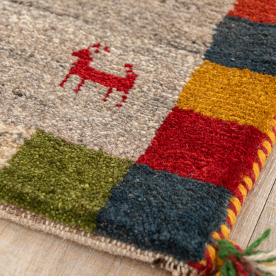 ギャッベ　ペルシャ手織り絨毯　座布団　44×42cm