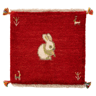 ギャッベ　ペルシャ手織り絨毯　座布団　42×44cm
