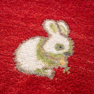 ギャッベ　ペルシャ手織り絨毯　座布団　42×44cm