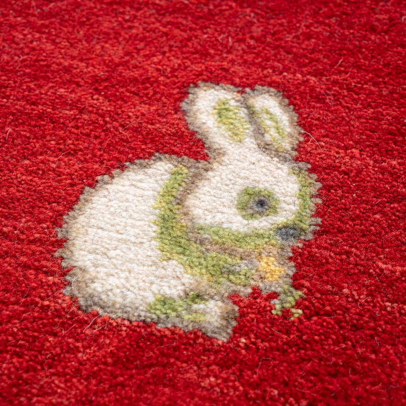 ギャッベ　ペルシャ手織り絨毯　座布団　42×44cm
