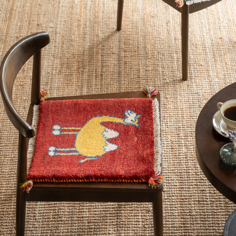 ギャッベ　ペルシャ手織り絨毯　座布団　41×41cm