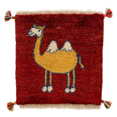 ギャッベ　ペルシャ手織り絨毯　座布団　41×41cm