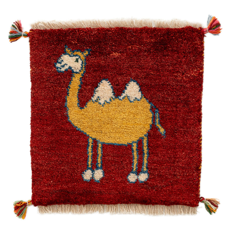 ギャッベ　ペルシャ手織り絨毯　座布団　41×41cm