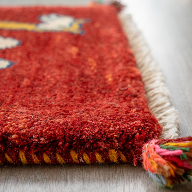 ギャッベ　ペルシャ手織り絨毯　座布団　41×41cm