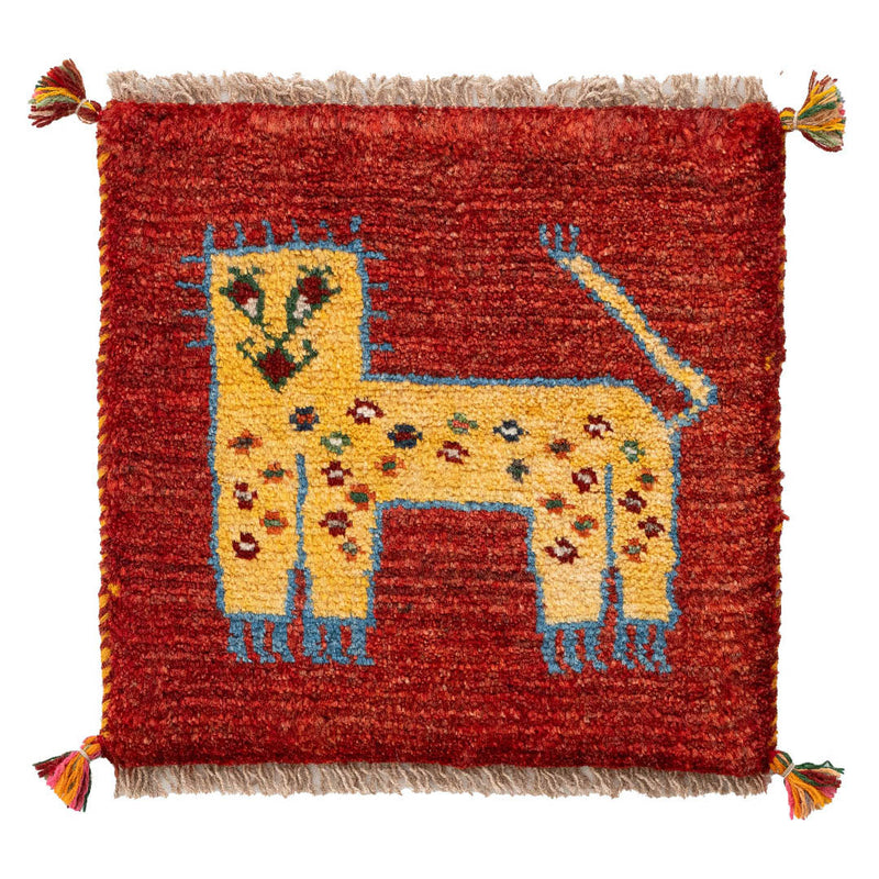 ギャッベ　ペルシャ手織り絨毯　座布団　42×41cm