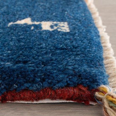 ギャッベ　ペルシャ手織り絨毯　座布団　46×42cm