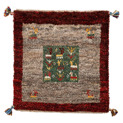 ギャッベ　ペルシャ手織り絨毯　座布団　45×46cm