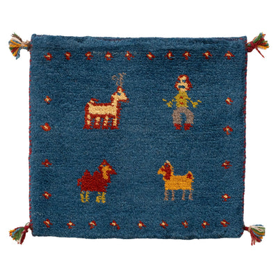 ギャッベ　ペルシャ手織り絨毯　座布団　42×40cm