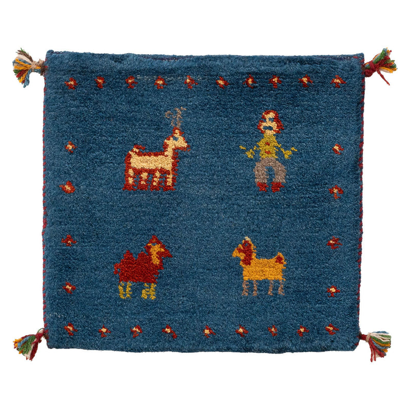 ギャッベ　ペルシャ手織り絨毯　座布団　42×40cm