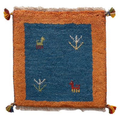 ギャッベ　ペルシャ手織り絨毯　座布団　40×42cm