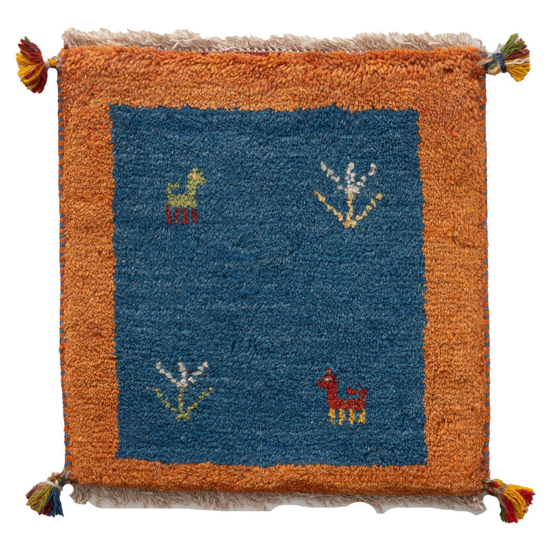 ギャッベ　ペルシャ手織り絨毯　座布団　40×42cm