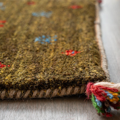 ギャッベ　ペルシャ手織り絨毯　座布団　44×36cm