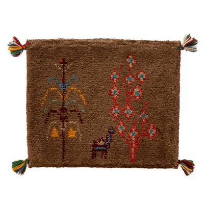 ギャッベ　ペルシャ手織り絨毯　座布団　44×37cm