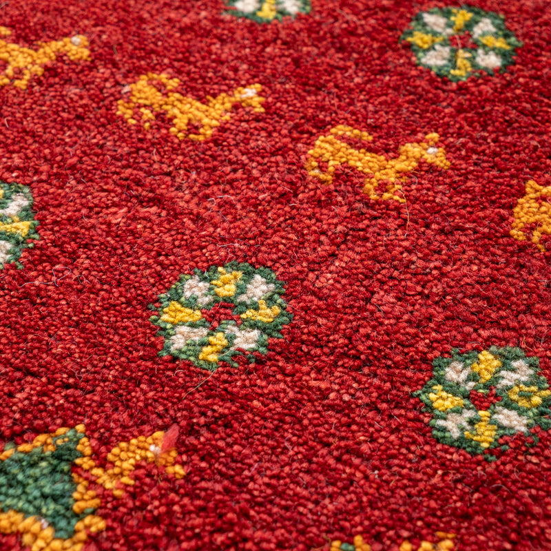 ギャッベ　ペルシャ手織り絨毯　座布団　43×38cm