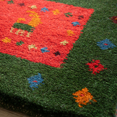 ギャッベ　ペルシャ手織り絨毯　座布団　39×40cm