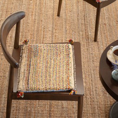 ギャッベ　ペルシャ手織り絨毯　座布団　42×35cm